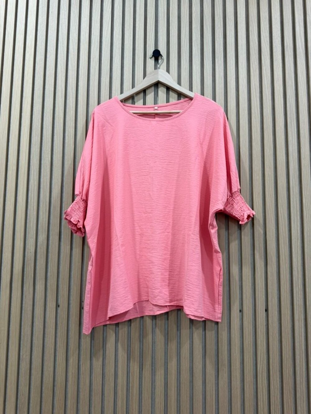 Women's Coral Pink Smocked Sleeve Blouse